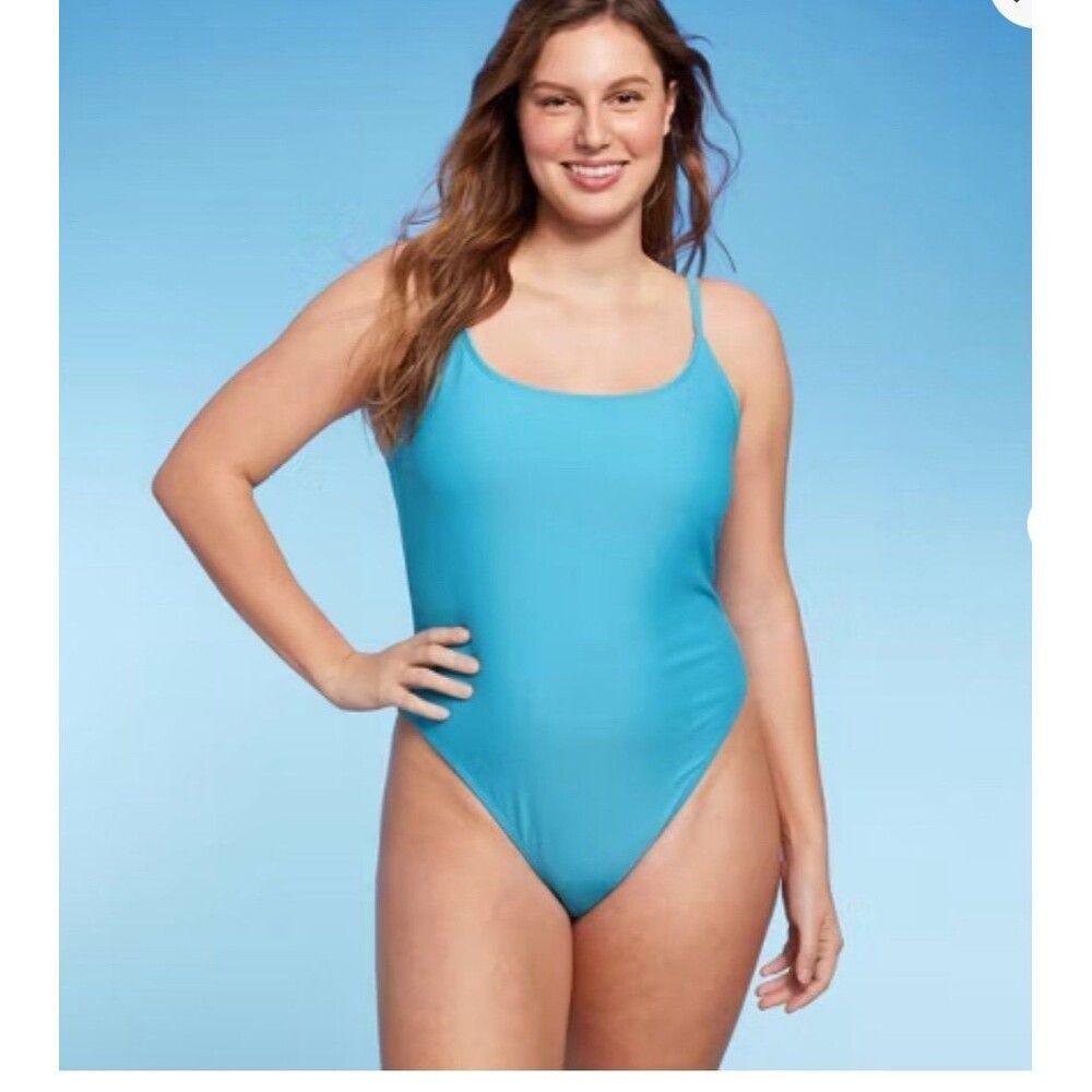 NWT Wild Fable Ultra High Leg Extra Cheeky Scoop Back One Piece Swimsuit